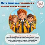 "Плакат Петя Лентяев готовиться к школе после каникул"